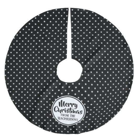 Schwarze Sterne Weihnachtsbaumrock Polyester Weihnachtsbaumdecke (Vorderseite)