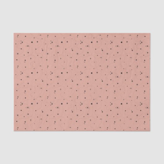 Schwarze Sternenmuster alte Rose Seidenpapier (Vorderseite)