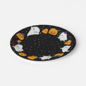 Schwarze Sternennacht mit Geistern Halloween Pappteller (Schrägansicht)