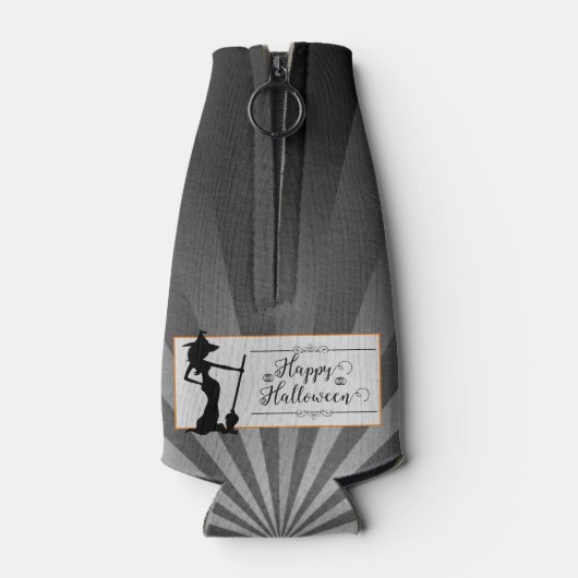 Schwarze Sternexplosion Hexe Halloween Flaschenkühler (Rückseite)