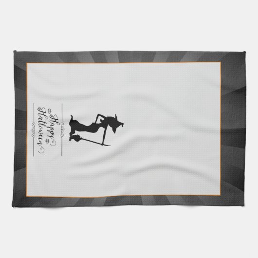 Schwarze Sternexplosion Hexe Halloween Geschirrtuch (Horizontal)