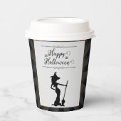 Schwarze Sternexplosion Hexe Halloween Pappbecher (Vorderseite)