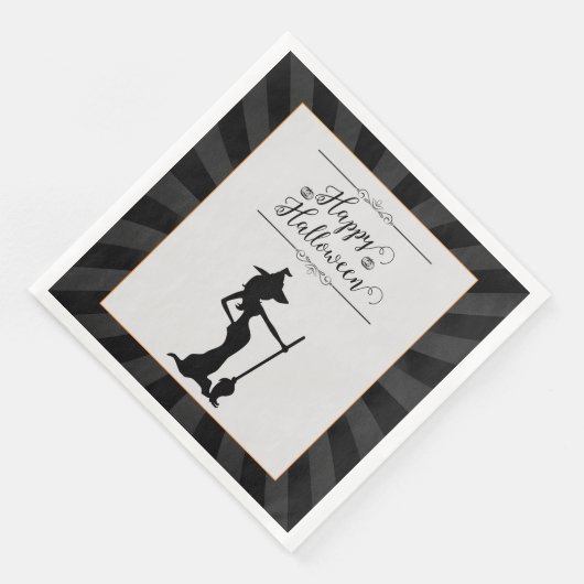 Schwarze Sternexplosion Hexe Halloween Serviette (Ecke)