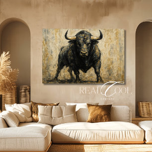 Schwarze Stier-Western-Wandkunstmalerei auf Leinwa Leinwanddruck