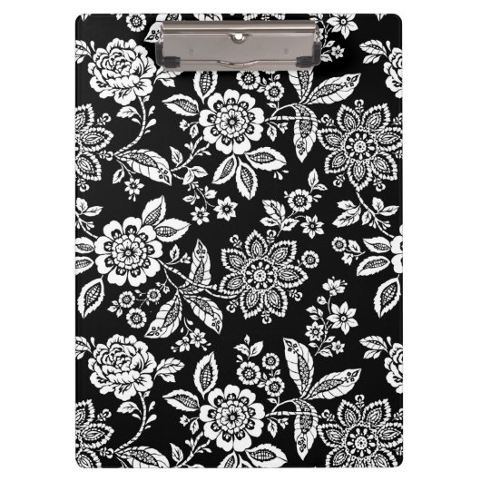 Schwarze Stifte Blume Klemmbrett (Vorderseite)