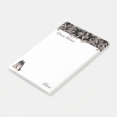 Schwarze Stiletto- und Blumenkohl-Wirbel Post-it Klebezettel (angewinkelt)