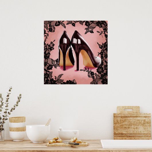 schwarze Stilettos Poster (Küche)