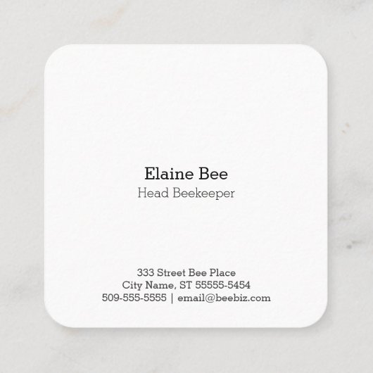 Schwarze stilisierte Bienen-Illustration auf Gelb Quadratische Visitenkarte (Rückseite)