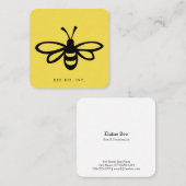 Schwarze stilisierte Bienen-Illustration auf Gelb Quadratische Visitenkarte (Vorne/Hinten)