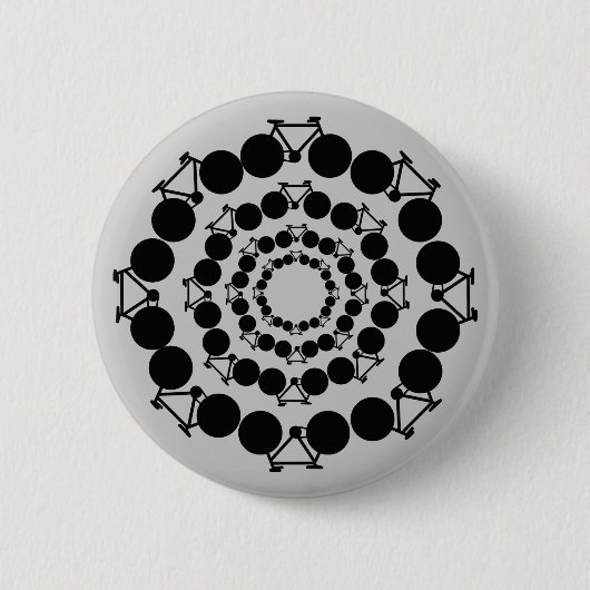 Schwarze stilisierte Fahrräder in Kreisen Button (Vorderseite)