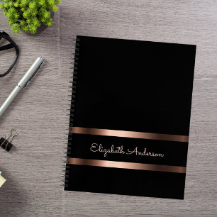 Schwarze, stilvolle Bronze-Business-leere Seiten Notizblock
