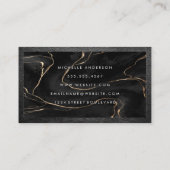 Schwarze Stone Textur | Leather Trim Visitenkarte (Rückseite)