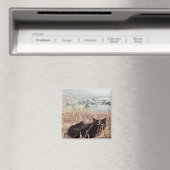 Schwarze Strandkatze Magnet (In Situ (Geschirrspüler))