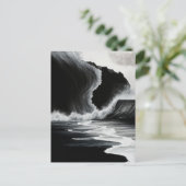 Schwarze Strandwellen Feiertagspostkarte (Stehend Vorderseite)