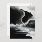 Schwarze Strandwellen Feiertagspostkarte (Vorne/Hinten)