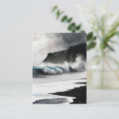 Schwarze Strandwellen Feiertagspostkarte (Stehend Vorderseite)