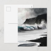 Schwarze Strandwellen Feiertagspostkarte (Vorne/Hinten)