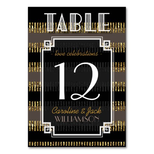 Schwarze Streifen + Art-Déco-Tischnummer Tischnummer (Rückseite)