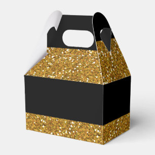 Schwarze Streifen aus Glamour mit Gold-Glitzer Geschenkschachtel