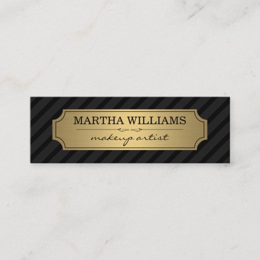 Schwarze Streifen aus Gold-Rahmen Mini Visitenkarte (Vorderseite)