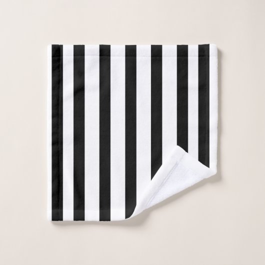 Schwarze Streifen Badhandtuch Set (Waschlappen)