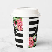 Schwarze Streifen exotische Blume - Abschlüsse Pap Pappbecher (Links)