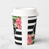 Schwarze Streifen exotische Blume - Abschlüsse Pap Pappbecher (Rechts)
