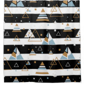 Schwarze Streifen farbenfrohe Dreiecke Geometrie Duschvorhang (Vorderseite)