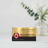 Schwarze Streifen Gold Textur Elektrische Visitenkarte (Stehend Vorderseite)