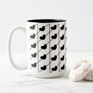 Schwarze Streifen Herzen Zweifarbige Tasse