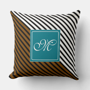 Schwarze Streifen + Ihre Rückenfarbe & Monogramm Kissen