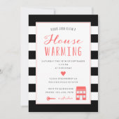 Schwarze Streifen Korallenbau Party Einladung (Vorderseite)