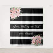 Schwarze Streifen mit Lilly Bouquet Design Wandteppich (Vorderseite)