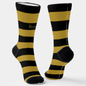 Schwarze Streifen Monogram Crew Socken (Gewinkelt)