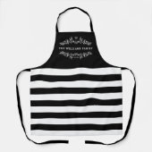 Schwarze Streifen Monogramm HandGezeichnet Halbsch Schürze (Vorderseite)