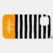Schwarze Streifen Muster mit Orange Monogram C Case-Mate iPhone Hülle (Rückseite (Horizontal))