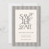 Schwarze Streifen Old Money Hochzeit  Save The Date (Vorderseite)