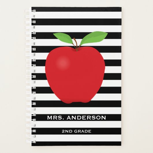 Schwarze Streifen, Personalisierter Red-Apple-Lehr Planer (Vorderseite)