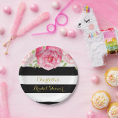 Schwarze Streifen Rosa Brautparty-Platte Pappteller (Party)