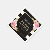 Schwarze Streifen Rosa Brautparty Serviette (Ecke)