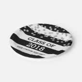 Schwarze Streifen-silberne Punkt-Klasse von Pappteller (Schrägansicht)