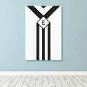 Schwarze Streifen und Chevronen mit Monogramm auf Leinwanddruck (Insitu (Holzboden))