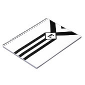 Schwarze Streifen und Chevronen mit Monogramm auf  Notizblock (Linke Seite)