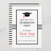 Schwarze Streifen und Deckel Einladung (Vorne/Hinten)