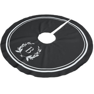 Schwarze Streifen und Kleider-Monogram-Rock Polyester Weihnachtsbaumdecke