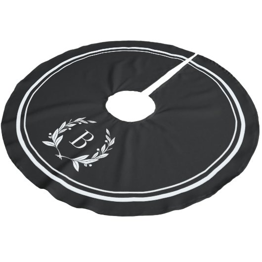 Schwarze Streifen und Kleider-Monogram-Rock Polyester Weihnachtsbaumdecke (Schrägansicht)