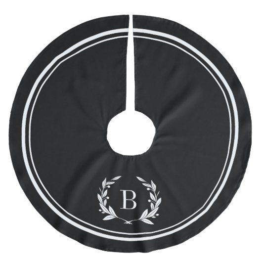 Schwarze Streifen und Kleider-Monogram-Rock Polyester Weihnachtsbaumdecke (Vorderseite)