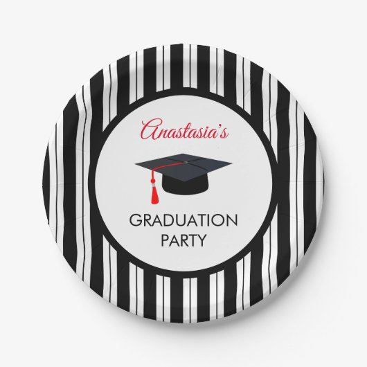 schwarze Streifen und Linien und Deckel Pappteller (Vorderseite)