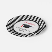 schwarze Streifen und Linien und Deckel Pappteller (Schrägansicht)
