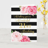 Schwarze Streifen und rosa Blume Glückwunsch 21. G Karte (Gelbe Blume)